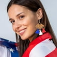thumbnail image 2 of BNNG Trendy Tassel Drop Earrings Independence Day Earrings With Red White Blue Flag Creative Festival Memorabilia Accessories Rose Gold Drop Earrings, 2 of 4