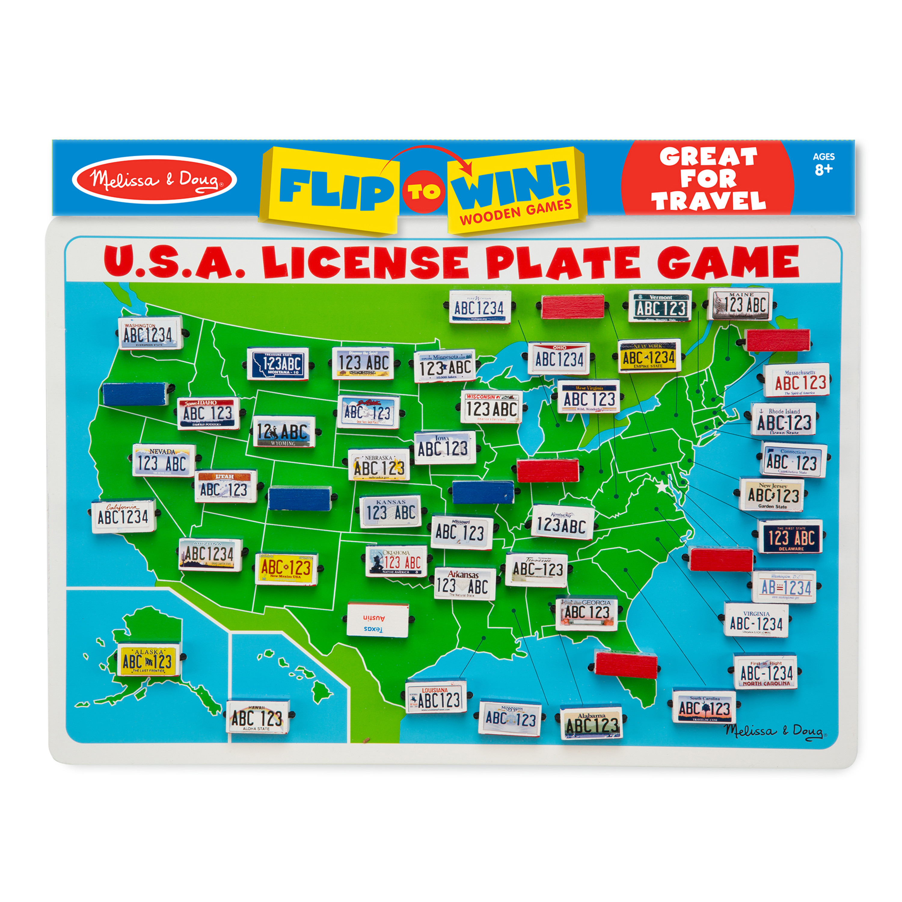 Melissa & Doug Wooden Flip to Win License Plate Game Travel Toy - image 3 of 9