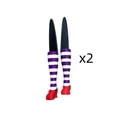 thumbnail image 2 of Cififendec 2Pcs Halloween Witch Leg Plant Stakes, 5.9", Plastic Spooky Striped Witch Boot Flower Pot Picks for Garden Planter Table Decor, 2 of 5