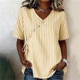 thumbnail image 2 of BUIGTTKLOP Blouse for Women Dressy Casual Summer V Neck Button down Cotton Linen Shirts Tie Front Short Sleeve Beach Vacation Tops, 2 of 8