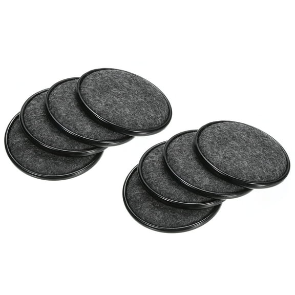 Furniture Sliders, 8Pcs 2 2/5" - Felt Round Sliding Pads, Reusable Furniture Caster Cups for Carpeted (Black)