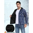 thumbnail image 6 of GIRUNS Men's Plaid Shirts Jacket Fleece Flannel Lined Long Sleeve Shirts Sherpa Button Down Coat With Hood Blue White L, 6 of 9
