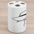 thumbnail image 1 of Lips Ceramic Toothbrush Holder, Minimalist HDrawn Long Hair Girl Wearing a Big Floppy Hat, Decorative Versatile Countertop for Bathroom, 4.5" X 2.7", Vermilion Black White, 1 of 4