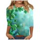 thumbnail image 2 of Xuyuer St. Patrick's Day Shamrock 3/4 Sleeve Tee - Ladies' Printed Round Neck 3/4 Sleeve Loose Top for Irish Festival Parades, Pub Celebration Outfits, and Themed Lucky Charm Casual Streetwear, 2 of 5