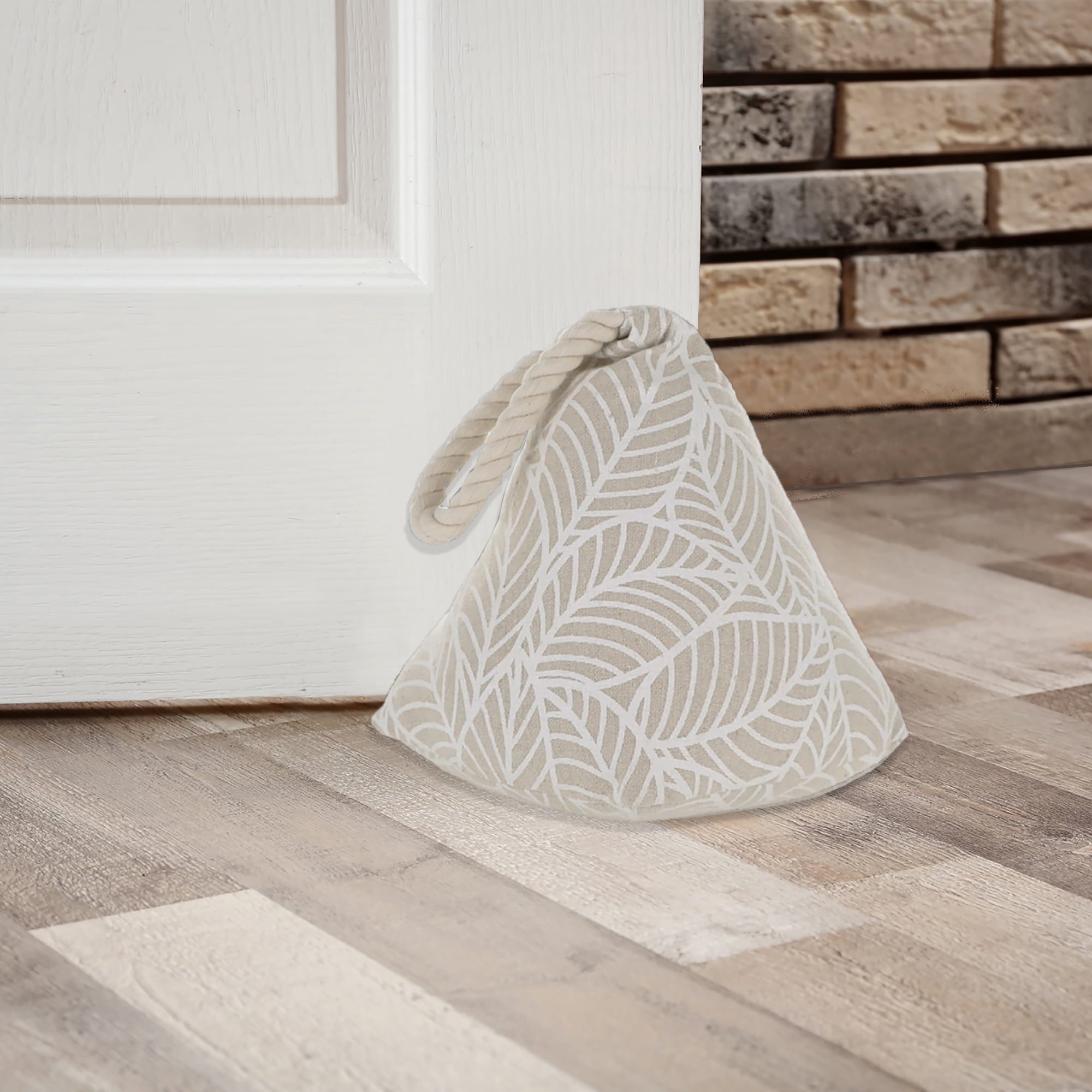 Jungle Print Cotton Weighted Bag Door Stop 2.3 lbs White