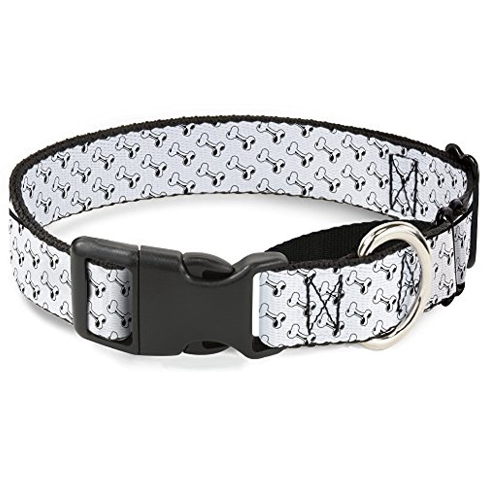 Buckle-Down Dog Bone White Black Martingale Dog Collar