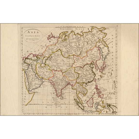 24"x36" Gallery Poster, map of asia 1814