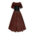 thumbnail image 6 of Women's Renaissance Cosplay Dress Flare Sleeve Off Shoulder Medieval Vintage Dresses with Corset Patchwork Ball Gown, 6 of 7