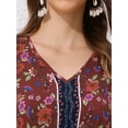 thumbnail image 5 of DARING DIVA Floral Elastic Waist Split A-Line Midi Dress L Brown, 5 of 6