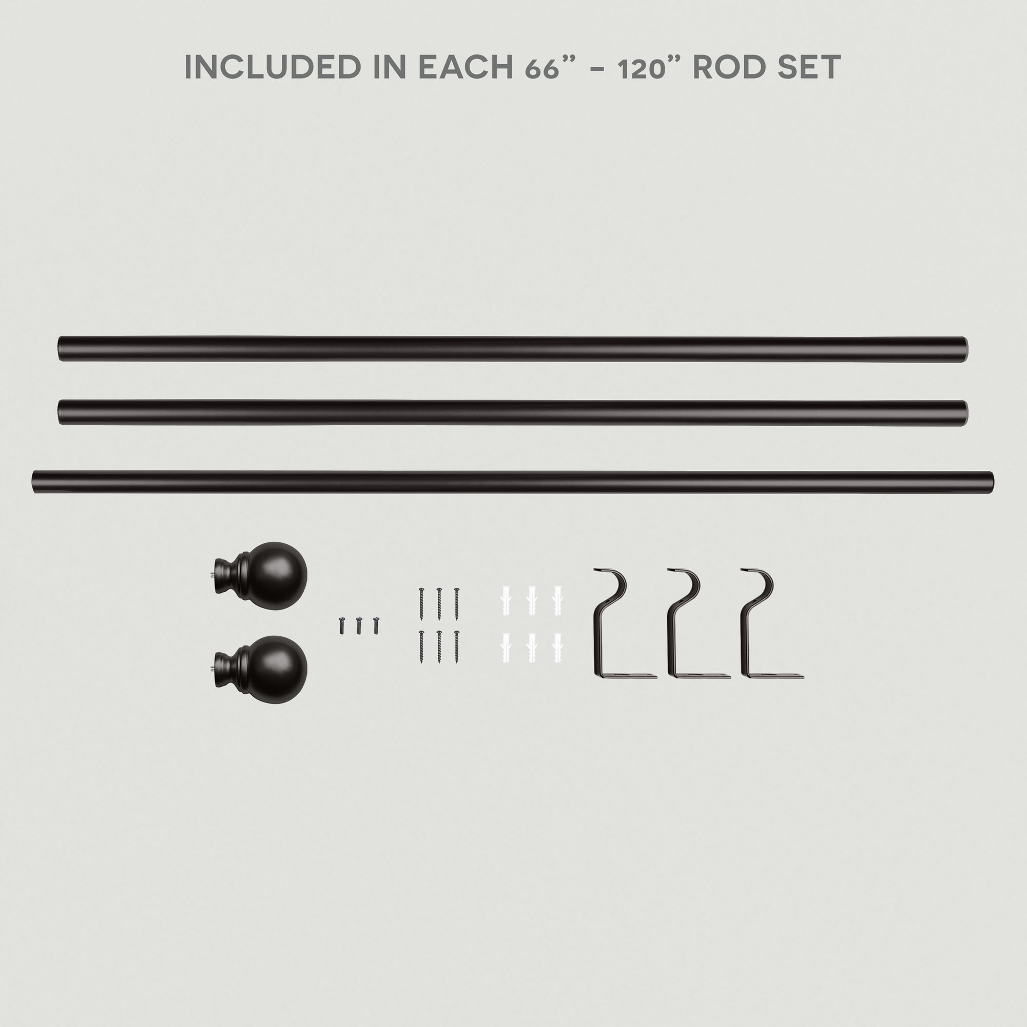 Exclusive Home Sphere 1" Curtain Rod and Finial Set, Matte Bronze, Adjustable 66"-120"