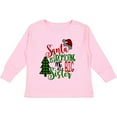 thumbnail image 3 of Inktastic Santa is Promoting Me to Big Sister Green Plaid Tree Girls Long Sleeve Toddler T-Shirt, 3 of 5