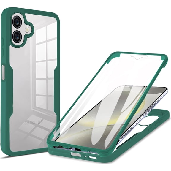 360°All-Inclusive Case for Samsung Galaxy A06, [Built in Screen Protector] Dual Layer Full Body Shockproof Dustproof Clear Phone Case for Samsung Galaxy A06 QB-Green