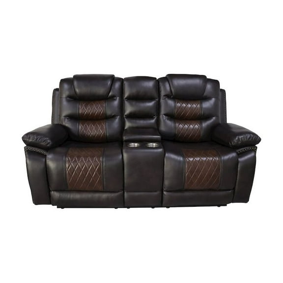 New Classic Furniture Nikko Leather Console Loveseat w/ Power Footrest in Brown