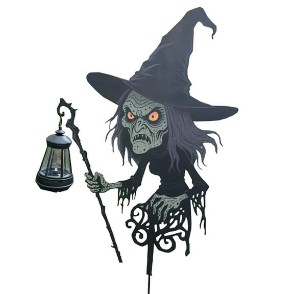 Lisho Halloween Witches Metal Yard Stakes,Halloween Yard Signs Outdoor Decorations,Halloween Metal Silhouette Witch Stakes for Lawn Garden Halloween Decor,1 PC,Black
