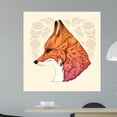 thumbnail image 1 of Floral Ornament Fox Head Wall Mural Wallmonkeys Peel and Stick Animal Graphics (36 in H x 35 in W) WM502519, 1 of 4