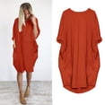 thumbnail image 5 of Lisingtool Plus Size Dress Women's Pocket Loose Dress Ladies Round Neck Casual Knee Length Dress Womens Dresses Orange, 5 of 5