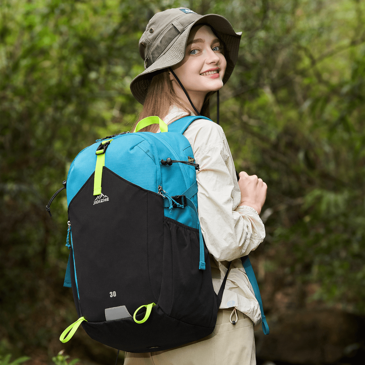 JIDIZHE 30L Polar Explorer Hiking Backpack, Lightweight Water-Resistant Outdoor Travel Backpack for Men & Women, Lake Blue