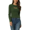 thumbnail image 4 of INSPIRE CHIC Womens' Fall Winter Two Piece Outfit Long Sleeve Casual Sweater Tops L Army Green, 4 of 6