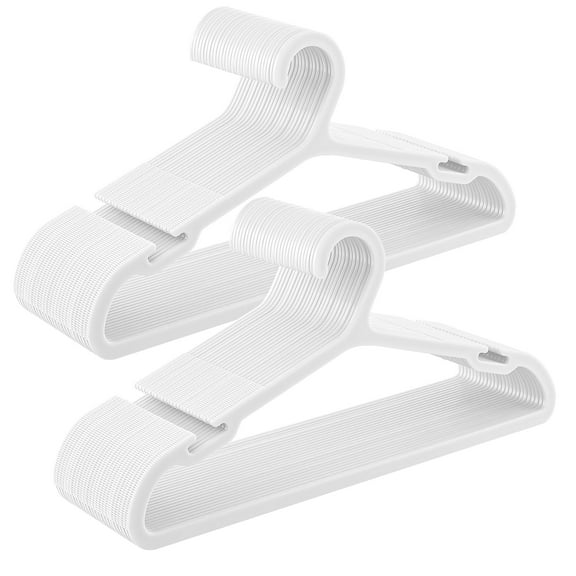50-Pack Plastic Hangers with Wide Shoulder Notches, 0.16 Inch Slim Space Saving Closet Organizers, Cloud White
