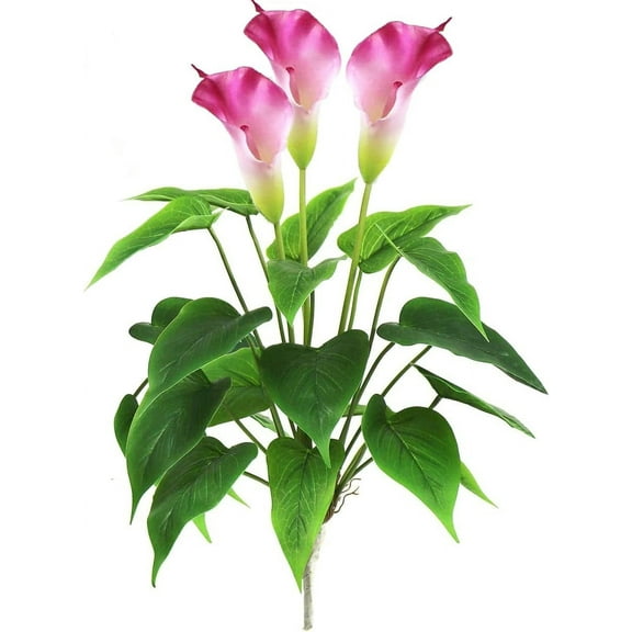 Artificial Flower 17 inches Calla Lily Silk Plant Fake Bonsai Flowers Greenery Plants for Indoor Outdoor Home Office Bedroom Table Centerpieces Party Decoration (zi) A
