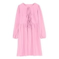 thumbnail image 4 of cfhntfmh Fall Dresses for Women Long Sleeve Crewneck Drawstring Mini Dress Flowy Pleated Badydoll Tunic Dress, 4 of 6