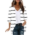 thumbnail image 1 of Mujeres de Manga Larga Tops de Moda Casual Impresión Suelta Cubrir Blusa de Cárdigan, Poliéster Suave Manga 3/4, 1 of 5