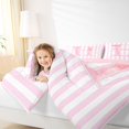 thumbnail image 3 of Manfei Pink Personalized Initial H Twin Comforter Sets,Abstract Geometric Stripes Bedding Set,Pink Reversible,2pcs,1 Comforter and 1 Pillowcase, 3 of 7