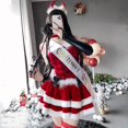 thumbnail image 2 of QueenLine Cosplay de Noël Mrs Santa Claus Lingerie Series Cape d'Orignal Corde Pyjama Aguichant Robe Rouge (11, Grenouillère), 2 of 31