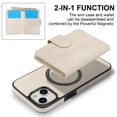 thumbnail image 5 of Decase for iPhone 11 Flip PU Leather Back Cover with 2-in-1 Detachable Magnetic Wallet with 5 Card Slots Compatible Mag-Safe and RFlD Blocking Kickstand and Wireless Charging,White, 5 of 8