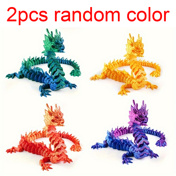 Magical 3D Chinese Dragons Duo - Poseable & Articulated Movable Joints for Epic Display! (2-Pack)