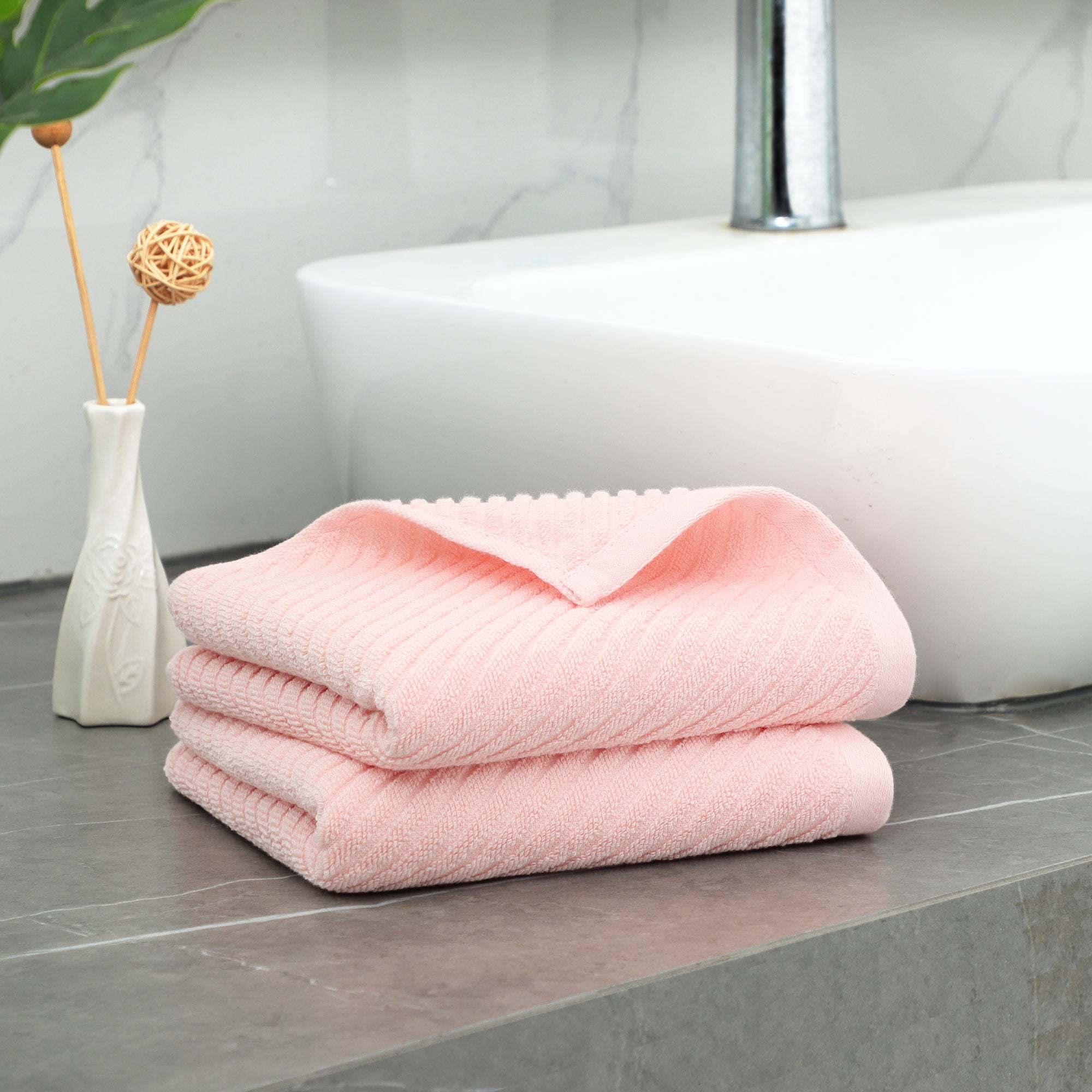 Piccocasa Cotton Kitchen Tea Clean Towel Set Classic, 13x29in, Pink, 6pcs, Size: 34x74cm