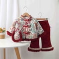 thumbnail image 3 of KAUOD Toddler Girls Chinese Traditional Jackets Open Front Fleece Embroidery Graphic 𝗧ang Coats Kids New Years Clothes, 3 of 8