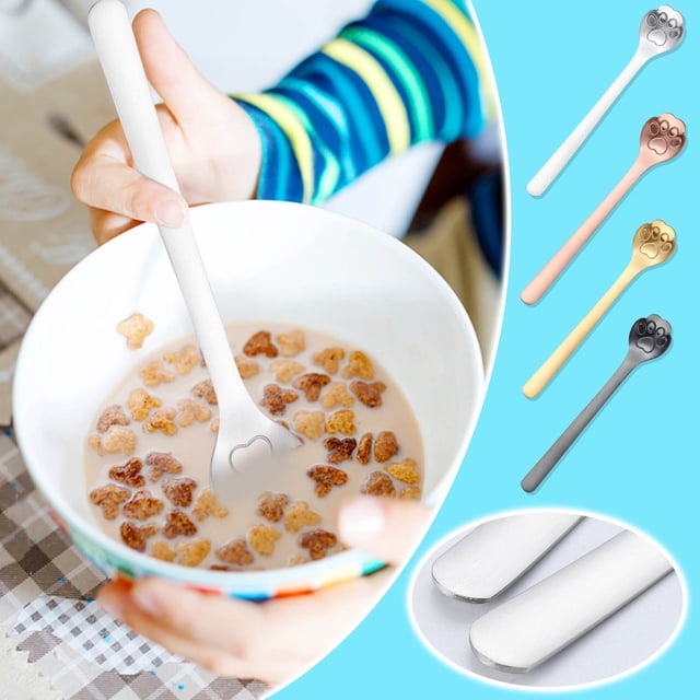 XWSHYW Cucharas Linda Cuchara de Café de Acero Inoxidable 304, Cuchara para Agitar Té, Taza, Cuchara, Garra, Taza con Garra de Perro Ahuecada