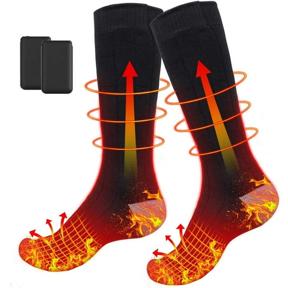 Heated Socks with 2 Pcs 4000 mAh Batteries, 3 Levels Heating Electric Thermal Cotton Socks for Men Women