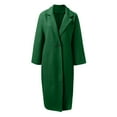thumbnail image 4 of PMVFHDE Coats for Women Casual Long Length Solid Color Notch Lapel Long Sleeve Elegant Warm Wool Overcoat Top Green,M, 4 of 5