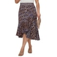 thumbnail image 4 of Beautybatik Wine Women Batik Floral Print Long Flowy Pleated Elastic High Low Ruffle Skirt 1X, 4 of 5