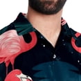 thumbnail image 5 of Flamingo Tropical Rainforest Men's Button Down Casual Hawaiian Print Short Sleeve Summer Beach Shirt, 5 of 6