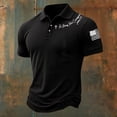 thumbnail image 3 of 250 Anniversary Polo Shirts for Men American Flag Print V Neck Lapel Collar Short Sleeve Tshirts Independence Day Patriotic Star Classic Fit Daily Wear T-Shirt, XL, #01 Black, 3 of 3