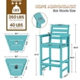 thumbnail image 4 of SERWALL Tall Adirondack Chairs Set of 2 with Connecting Table, HDPE Adirondack Outdoor Barstools, Aruba, 4 of 7