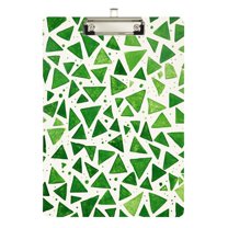 FORMRS Acrylic Clipboard with Low Profile Clip Standard A4 Letter Size, 12.5" x 9", Green Dot Triangles Pattern