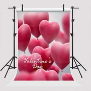 MOHome 5x7ft Happy Valentine's Day Photo Background for Pictures Backdrops Pink Heart Balloon Photo Booth Props