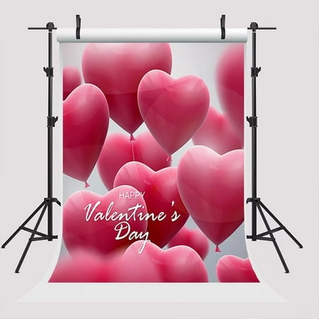 MOHome 5x7ft Happy Valentine's Day Photo Background for Pictures Backdrops Pink Heart Balloon Photo Booth Props