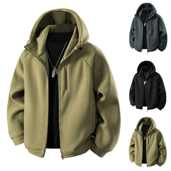 Momasggi Mens Zip Up Fleece Hoodies Big and Tall Long Sleeve Hooded Jackets Cozy Winter Thick Warm Sweatshirt Jacket with Pockets Dark Blue 4XL