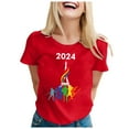 thumbnail image 4 of TSADFHJI Hauts pour Femmes Habillé TG T-Shirt d'Été à Manches Courtes Col Rond Motif Haut Décontracté m Rouge, 4 of 4
