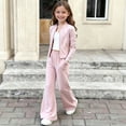 thumbnail image 5 of Toddler Girls Summer Sportswear Set 1-12Y, Breathable Long Sleeve Zip Jacket High Waist Yoga Trousers 2 Piece Outfit Pink 1 Years, 5 of 7