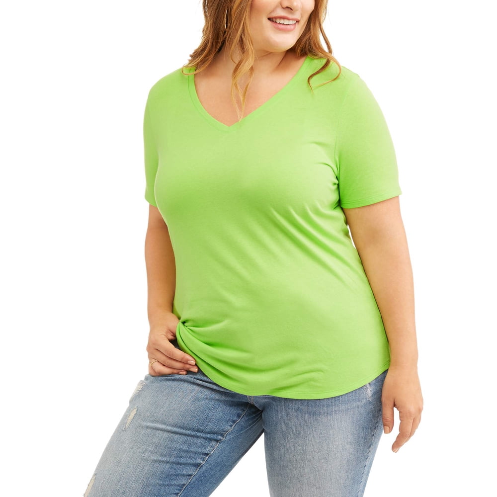 Faded Glory Women's Plus Short Sleeve VNeck TShirt