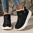 thumbnail image 5 of Winter Boots for Women Black Fleece Lined Slip on Ankle Snow Booties Lightweight Outdoor Walking Shoes, 5 of 9