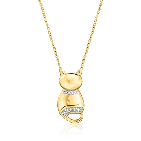 Ross-Simons Diamond Cat Necklace in 18kt Gold Over Sterling, Women's, Adult