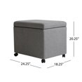thumbnail image 6 of Grey Fabric Storage Ottoman with Wheels - Versatile Storage Solution for Home and Office, 6 of 6