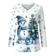 thumbnail image 4 of EchfiProm Long Sleeve Shirts for Women Ugly V Neck Casual Christmas Tree White Xmas Females Tee Shirts Christmas, 4 of 5